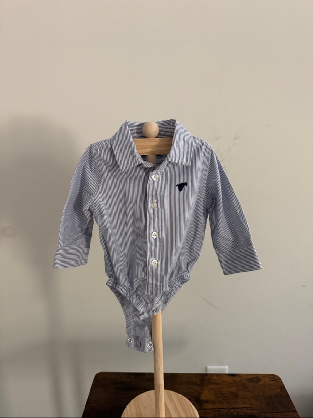 Wrangler Light Blue Pinstripe Button-Down Bodysuit